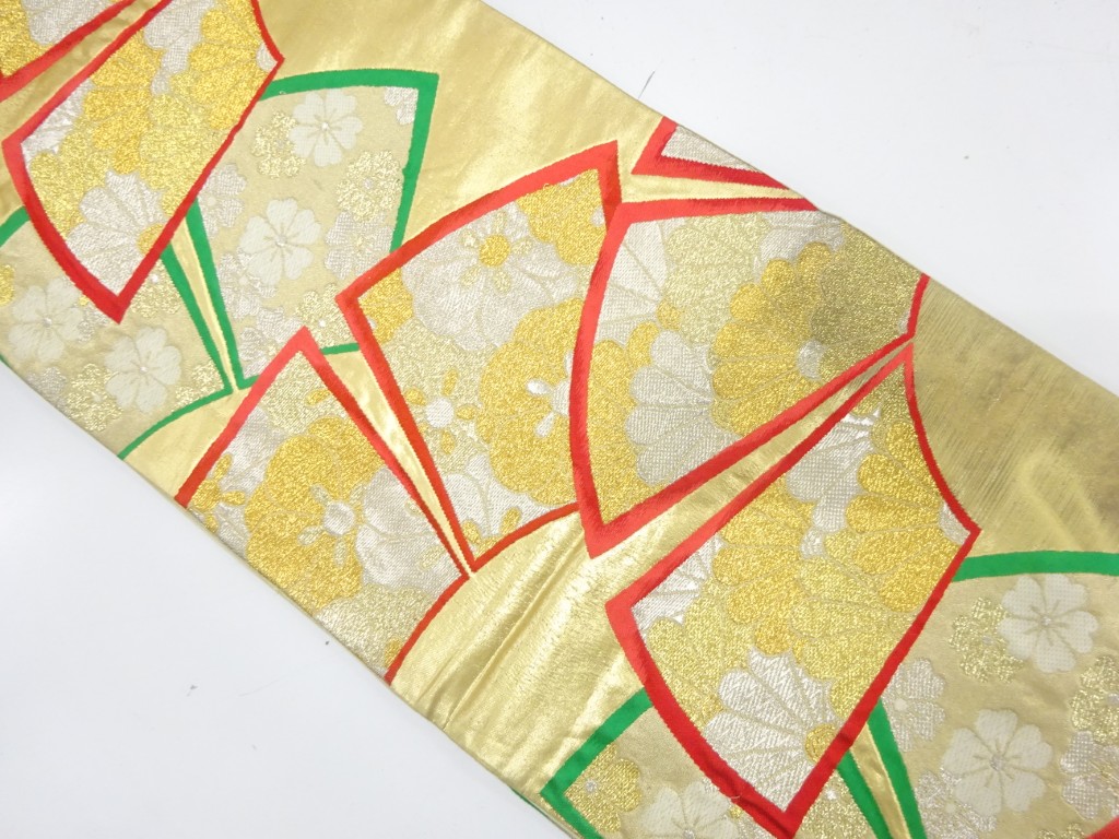 JAPANESE KIMONO / ANTIQUE FUKURO OBI / SILK / WOVEN UME & KIKU WITH SAKURA